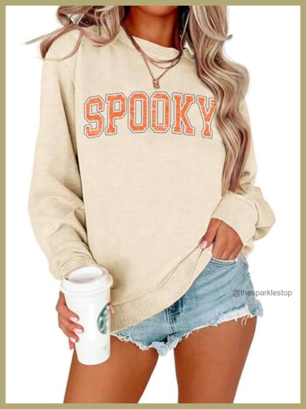 Halloween Sweatshirt Women Cotton Blend Ghost Graphic Fall Pullover Top